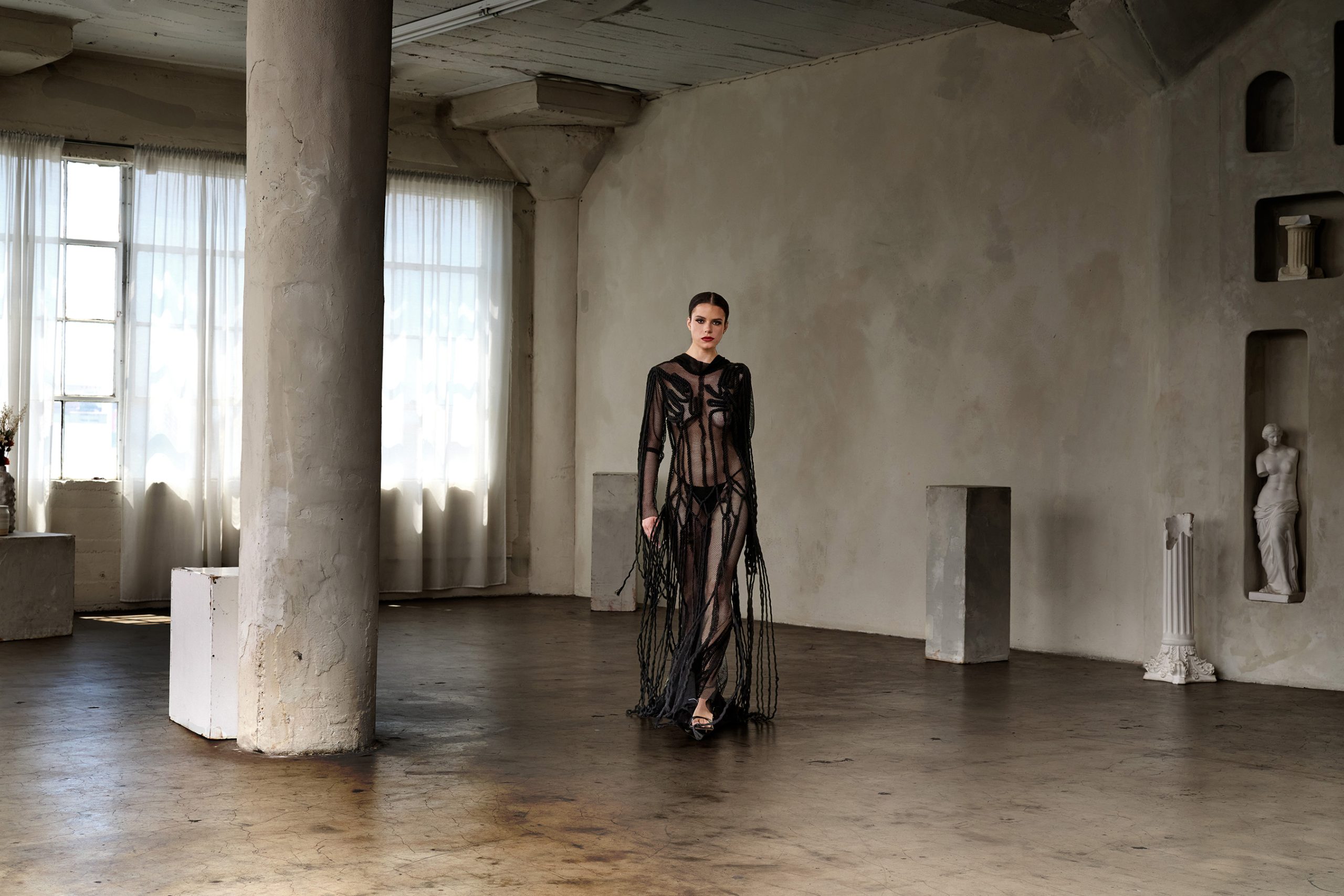 Joseph Ejiro F/W 2025 — magenta column gown